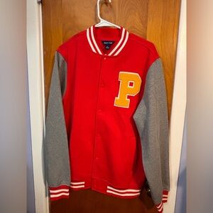 Red and Gray Varsity Jacket.